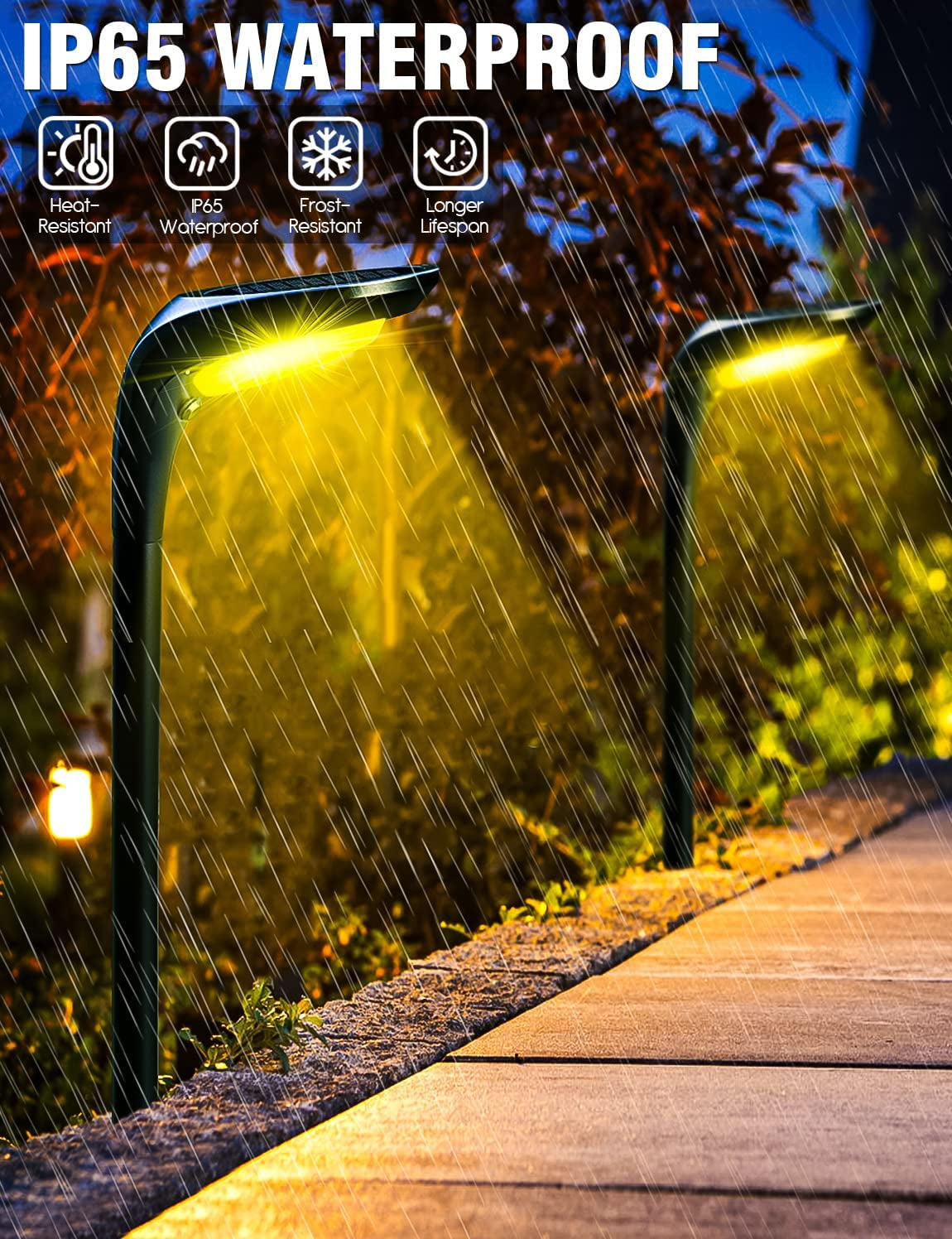 Solar Outdoor Lights -【4 Pack】 Solar Pathway Lights Waterproof 150 Lumen High Bright with 2 Color Modes Path Lights Solar Powered, Garden Solar Landscape Lights for Driveway Walkway Yard Decor
