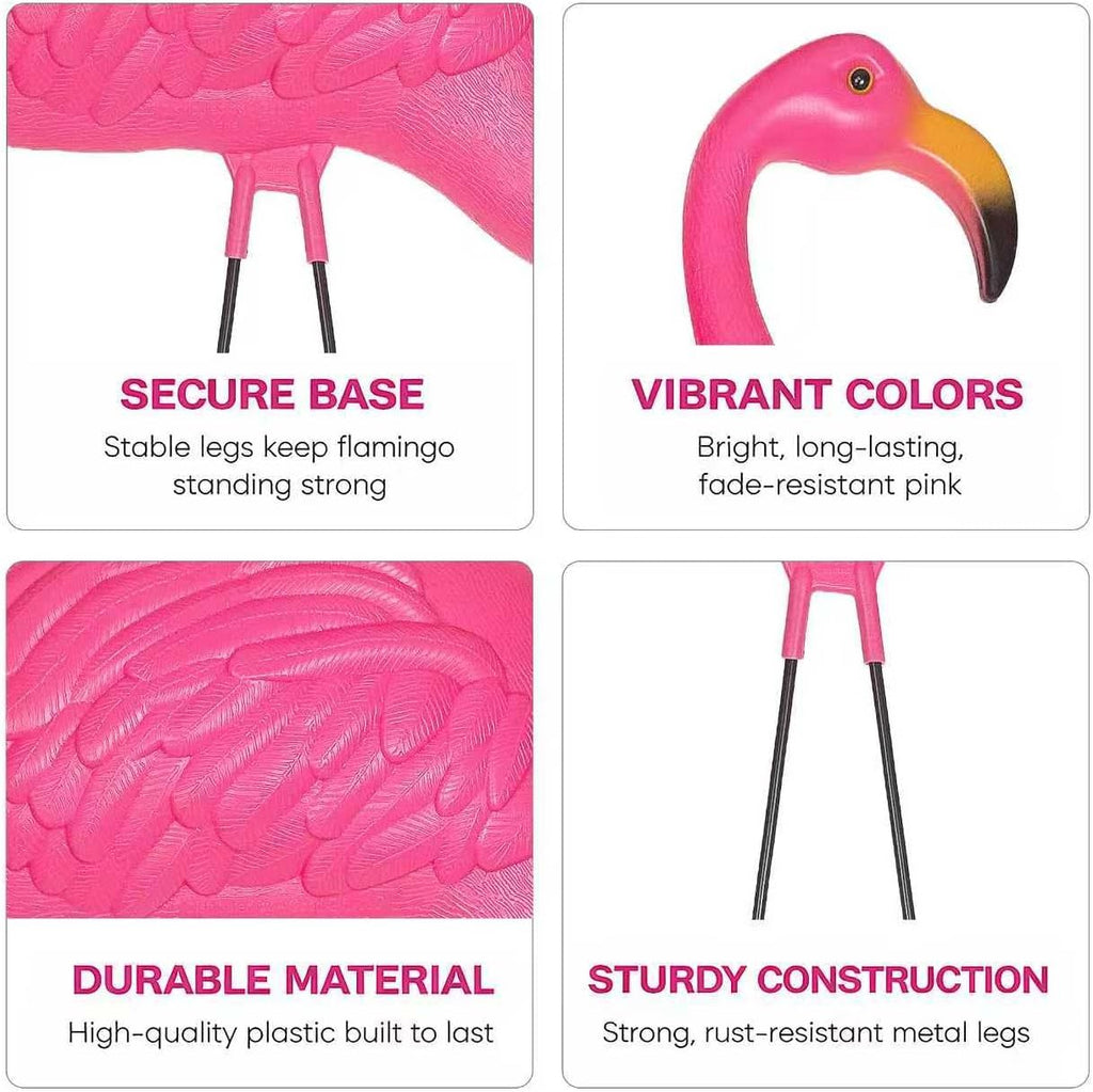 Large Bright Pink Flamingo Yard Ornament/Flamingo Garden Statue/Pink Flamingo Garden Yard Decor (Pack of 2)