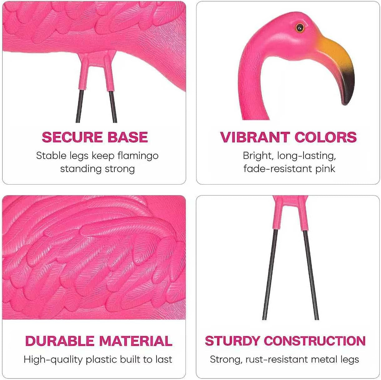 Large Bright Pink Flamingo Yard Ornament/Flamingo Garden Statue/Pink Flamingo Garden Yard Decor (Pack of 2)
