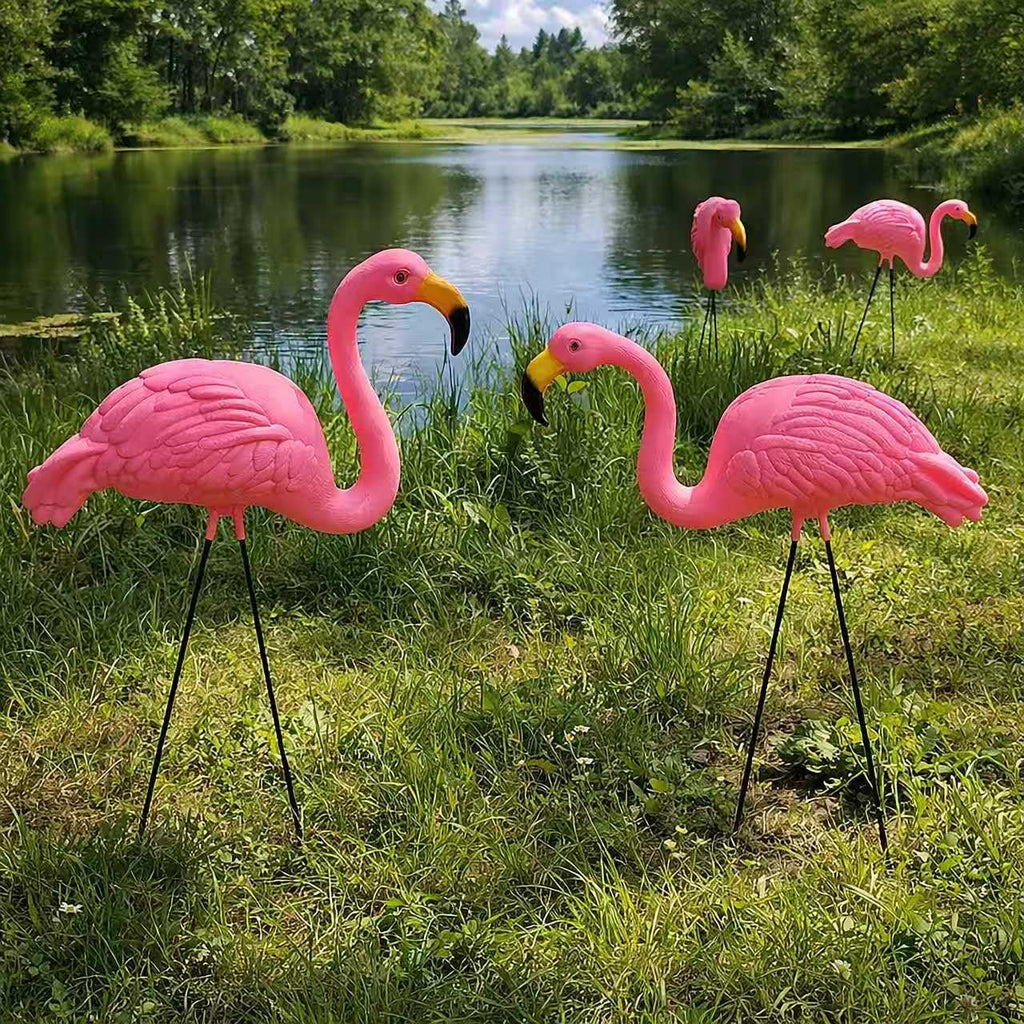 Large Bright Pink Flamingo Yard Ornament/Flamingo Garden Statue/Pink Flamingo Garden Yard Decor (Pack of 2)