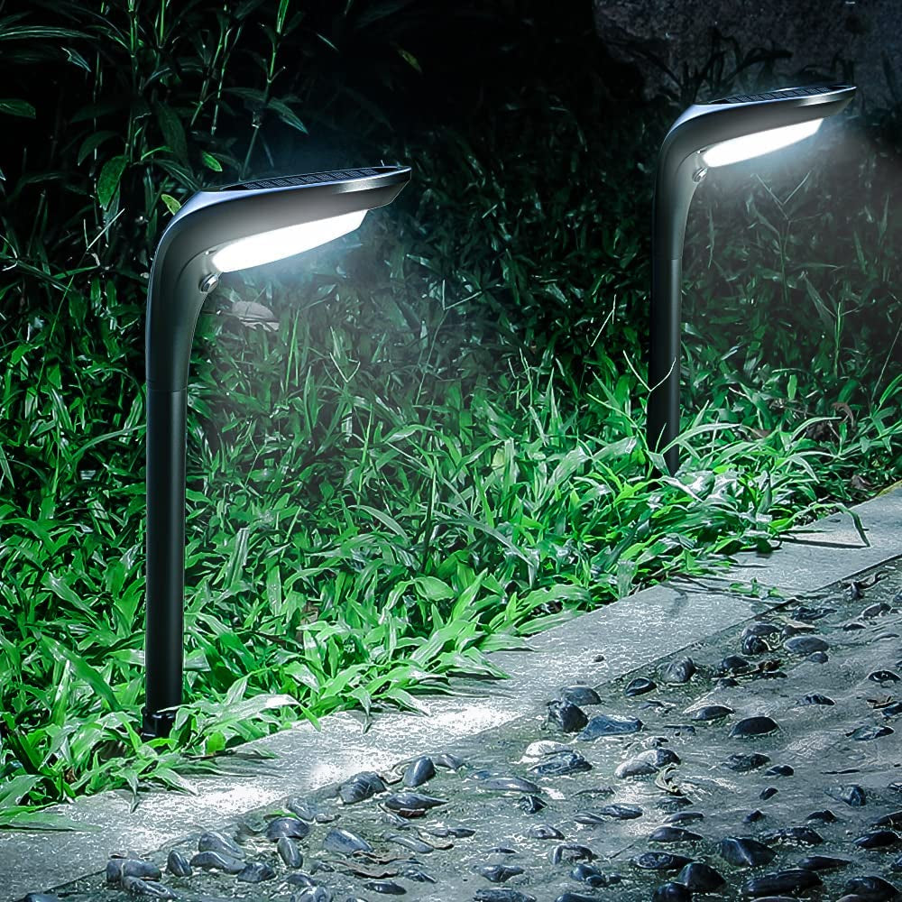 Solar Outdoor Lights -【4 Pack】 Solar Pathway Lights Waterproof 150 Lumen High Bright with 2 Color Modes Path Lights Solar Powered, Garden Solar Landscape Lights for Driveway Walkway Yard Decor